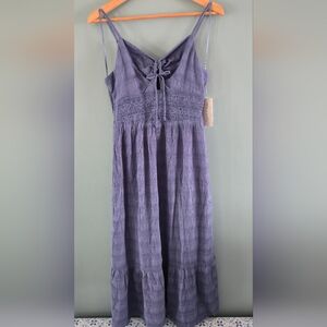 NWT Women's Blue-Purple Smocked Maxi Dress Lg